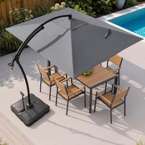 11FT Rectangle Patio Cantilever Umbrella, 350lb Wheeled Base Included