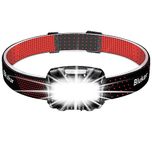 Blukar Head Torch Rechargeable, 2000L Super Bright Lightweight Waterproof LED Headlamp Headlight with Red Warning Lights, 8 Light Modes, Motion Sensor Control, 30 Hrs Runtime for Running, Hiking etc.