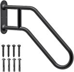 SELEWARE Heavy Duty Non-Slip Handrails for Outdoor 1-4 Step, Wall Mount Stair Hand Railing Grab Bars, U-Shape Safety Handle for Garage, Porch, Garden (Dia 1.3" Pipe, Black)