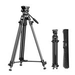 SMALLRIG Lightweight Video Tripod Kit with 360° Fluid Head, 62'' Aluminum Alloy Camera Tripod with QR Plate, Lift Rope, Load up to 5kg/ 11lbs for DSLR, Camcorder, Cameras, AD-50Lite - 4684