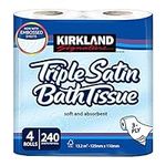 Kirkland Signature Soft and Absorbent Triple Satin Premium Bath Toilet Tissue Paper, 4 Rolls 10 Packs White Kirkland-Toilet Roll-10pk