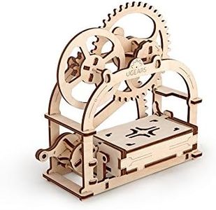 Ugears Caja Mecánica Mecánico 3D Rompecabezas de Madera Kit de Construcción Sin Pegamento para Niños y Adultos