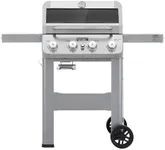 Monument Grills 4-Burner Liquid Propane Gas Grill, Silver Stainless Steel Grill Outdoor Patio Garden Barbecue Grill with Clearview® Lid and One Foldable Shelves, Mesa400MF