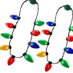 Led Necklace For Kids Adult, Light Up Bulk Glow in The Dark Toy Party Decoration Decor Flashing Party Favors Supplies Accessories For Birthday Halloween Xmas Carnival Wedding 2 PCS