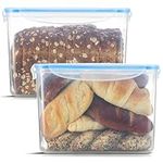 Bread Storage for Homemade Bread [2 Pack] Plastic Bread Box, Bread Container, Loaf Bread Keeper, Bread Bin with Lid, Food Safe, BPA Free