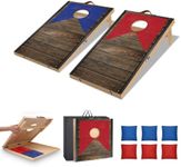 Portable 2 ft x 1 ft Cornhole Board Set with 6 Bean Bags Foldable Corn Hole Games for Adults and Kids Indoor or Outdoor Corn Hole Toss Games Backyard Tarvel(Dark Wood)