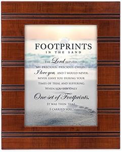 Footprints in the Sand Wood Finish 8 x 10 Sentimental Framed Art Plaque - Holds 5x7 Photo