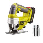 DEWINNER Cordless Jigsaw, Electric Saw Tool, Variable Speed for Bevel Cutting Led Light, Include 2.0Ah Li-ion 20V MAX Battery and Fast Charger,5*Blades, Tool-Less Blade Change for Metal Cutting