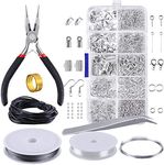 Reofrey Jewelry Making Supplies Kit with Accessories, Pliers, Findings, Beading Wires, Starter Repair Tools for Crafting Earrings, Necklace, Bracelet - Adult and Beginner (Silver)