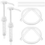 Feekoon 2 Pack Patent Pending Gallon Pump Dispenser, 1 oz Dispenser Pump for 5 Gallon Bucket Pump with 50cm Extended Tube, Anti Liquid Backflow Balls, Bottle Pump for Jugs Shampoo Detergent Condiments