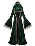 maxToonrain Medieval Costume Women Size 20,Women's Halloween Costumes Renaissance Dress Burgundy Vintage Gothic Velvet Victorian Dresses World Book Fancy Dress For Women(Green，M)