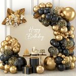 Black Gold Birthday Balloon Arch Kit, 110pcs Gold Black Balloons Garland Kit with Gold Confetti Balloons for Men Boys Birthday, Graduation, Prom, Retirement, Wedding, New Year Party Decorations