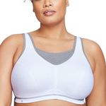 Glamorise Women's Elite Performance Full Figure Plus Size No-Bounce Cami Wirefree Sports Bra #1067, White with Gray Trim, 42DD