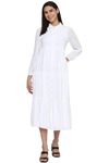 American Eagle Women Long-Sleeve Midi Shirt Dress, WHITE, S