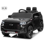 Voltz Toys Ride on Car, 12V Compatible with Licensed Chevrolet Tahoe Kids Ride on Car with Remote Control, LED Lights, Horn and Music, Battery Powered Electric Vehicle Gift for Boys and Girls (Black)