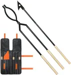USENIOR 42" Fire Tongs Firewood Log Grabbers and Fire Poker Set, Portable Detachable Heavy Duty Large Fire Tongs Fire Poker Tools Set for Fire Pit, Fireplace, Camping, Bonfires Outdoor/Indoor