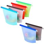 MANVI Reusable Silicon Food Storage Bag Containers, Airtight Seal Leakproof Freezer Bags for Snack, Sous vide, Vegetables, Liquids, Fresh Lunch Preservation, Microwave (1000 ML, 6 pcs silicon bag)