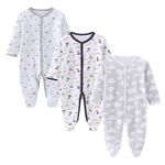 Unisex Baby 3-Pack Organic Cotton Snap Footed Sleep and Play Pajamas Long Sleeve Bodysuit