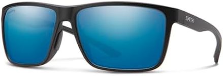 SMITH Riptide Sunglasses – Performance Sports Active Sunglasses for Biking, Running & More – For Men & Women – Matte Black + Blue ChromaPop Glass Polarized Mirror Lenses