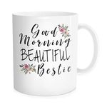 Waldeal Good Morning Bestie Coffee Mug, Best Friend Tea Cup, Christmas Birthday Gifts for Sister, 11 OZ White