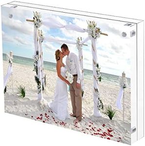 Free Stand Clear Acrylic Picture Frame 4X6 inches Double Sided Magnetic Frameless Photo Frame Desktop Display Best Gifts for Family, Party, Travel