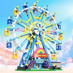 2024 Newly Upgrade Ferris Wheel Building Set with Fairy Light, Two-Way Rotating Ferris Wheel Building Blocks Set of 813 PCS, Amusement Park Model Kit for Kids Ages 8+, Ideas Gift for Boys and Girls