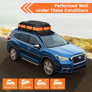 COSTWAY Car Roof Bag, 100% Waterproof Cargo Carrier – 15 Cubic Ft, Black/Orange