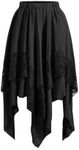 Verdusa Women's Plus Size Goth Skirts Renaissance Fairy Witchy Skirts Contrast Lace Layered Skirts Black 4X-Large Plus