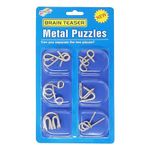 KUNYA 6Pc Brain Teasers Metal Wire Puzzle Toys Metal Puzzle Toys for Gifts, Party Favors, Prizes, Disentanglement Puzzle Unlock Interlock Toys - Iq Puzzle Brain Teaser (6 Pc)