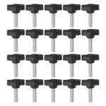 HARFINGTON 20pcs Tee Wing Knobs Thumb Screws M6 x 25mm Standard Male Thread Plastic T Knobs Handles Hand Clamping Knobs Grip Thumbscrew, Black