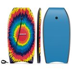 Goplus Boogie Boards for Beach, 41''/37''/33'' Lightweight Bodyboard with EPS Core, XPE Deck, HDPE Slick Bottom, Wrist Leash, Surfboard for Kids Adults Surfing (Colorful Explosion, 33-inch)