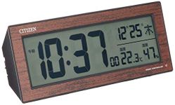 Citizen R195 8RZ195-023 Alarm Clock, Radio Clock with Temperature and Hygrometer, Brown