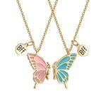 jagosen Best Friend Necklace Gold Butterfly Necklace Friendship BFF Necklace for 2 Girls with Beautiful Gift Box and Flannel Bag