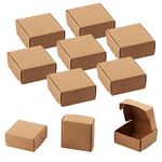 Sdootjewelry Mini Cardboard Boxes, 2.16"x 2.16" x 0.98" Mini Boxes, Jewelry Boxes Packaging 100 Packs, Brown Kraft Boxes for Ring Earrings