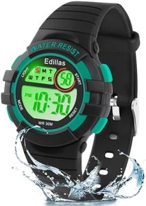 Edillas Montres Enfants Digital Filles Garçons,7 Couleurs Lumière Numérique Montre Étanche Enfant Sport Plein Air Multifonctionnel Montres Bracelets avec Chronomètre/Alarme/12/24H