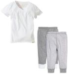 Burt's Bees Baby baby-boys Shirt and Pant Set, Top & Bottom Outfit Bundle, 100% Organic Cotton, Grey Top & 2-pk Pant Set, 24 Months