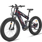 FREESKY 2024 Upgraded Dual Battery 48V 35AH 2000W Motor 128-250KM Long Range Electric Bike for Adults 61KMH+ 26" Fat Tire Full Suspension EBike with Dual Hydraulic Brakes