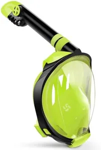 Greatever G2 Full Face Snorkel Mask with Latest Dry Top System,Foldable 180 Degree Panoramic View Snorkeling Mask with Camera Mount,Safe Breathing,Anti-Leak&Anti-Fog
