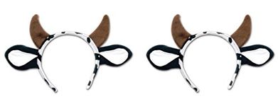 Beistle S60035AZ2 Cow Headband 2 Piece, Brown/White/Black