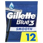 Gillette Blue3 Men's Disposable Razors x12, 3-Blades Razor, 40° Pivoting Head, Lubrastrip