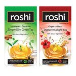 Roshi Weight Watcher Combo|(50 Tea Bags)|Pack of Simply Slim Green tea and Digestive Delight tea for enhanced metabolism and fitness