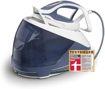 Tefal Pro Express Protect Dampfbügelstation, 7,6 Bar Dampfdruck, variable Dampfmenge: 140 g/Min., Dampfstoß: 550 g/Min., Anti-Kalk-Kollektor, vertikale Dampffunktion, blaugrau/weiß, GV9225