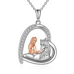 YAFEINI Horse Necklace Girls Pendant 925 Sterling Silver Necklace Jewellery Gift for Women Friend (Girl with Horse)