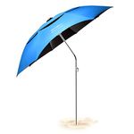 DRALCO Portable Beach Umbrella Outdoor Sunshade 4-layer black adhesive coating blocks UV 50+ Protection, 360° Rotating, for Beaches, Patio, Pools, Terraces, Parks,Fishing umbrella 2M (Light blue)