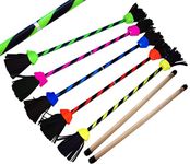 FLASH Pro Flower Stick Set - Ultra-Grip Silicone Coated Flowerstick & Hand sticks! Supreme Quality, Fiberglass Shaft, Silicone Grip, Suede Tassels, Fastening Strap. (UV Green)