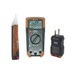 Southwire 10037K Tools & Equipment Electrical Test Kit, Includes 600V Manual-Ranging Multimeter, 120V AC Receptacle Tester and 90-1000V Non-Contact Voltage Tester, Brown