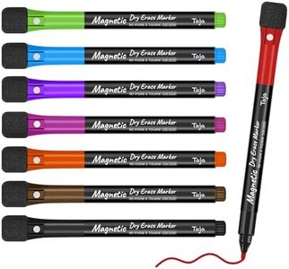 Magnetic Dry Erase Whiteboard Markers, 8 Count Colorful Fine Tip Thin Dry Erase Markers with Eraser for Home Office School Supplies-Brilliant