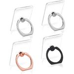 Cell Phone Ring Holder Finger Kickstand - 4Pcs Cell Phone Case Ring Stand 360 Rotation Phone Holder Clear Popsockets with Finger Ring - iPad Kickstand for Phone Case Compatible to iPhone Samsung