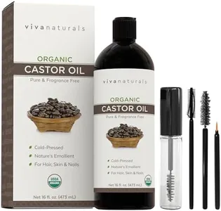 Viva Naturals Cold pressed Organic Castor Oil 16 fl oz - Castor Oil for Face, Castor Oil for Eyelashes, Traditional Eyebrow Serum, Castor Oil for Hair - Certified Organic & Non-GMO