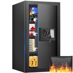 23.62 inches Tall Safe Box, 4.4 Cuft Home Safe with Fireproof Waterproof Bag, Anti-Theft Digital Security Lock Box with Smart Alert System, Removable Shelf, Mute Function, Document Safes for Jewelry